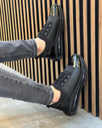 Zapatillas de Cuero con Suela Gruesa